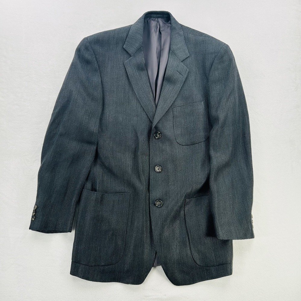 Ermenegildo Zegna Blazer Mens 40 Gray Wool Linen Bergdorf Goodman Jacket - Picture 1 of 16